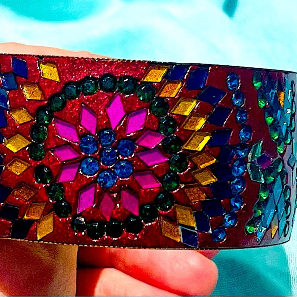 Brass and Glass Bangle bracelet